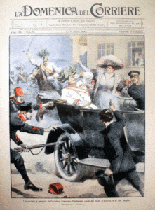 Titelblatt Sonntagsbeilage des Corriere della Sera vom 5. Juli 1914 - Attentat von Sarajewo